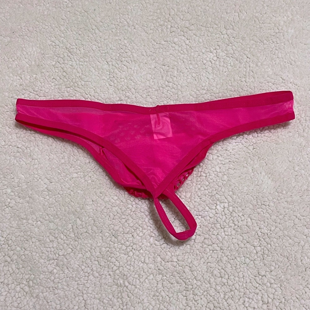 Jockmail Large (30-32) Fishnet Thong Rose Red Mesh Low Rise Underwear JM220 NEW - Picture 5 of 9